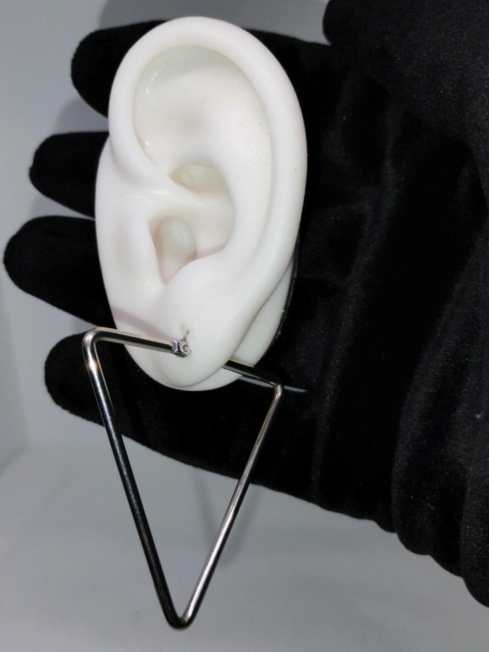 Upside Down Triangle Hoop Earrings, Stainless Steel